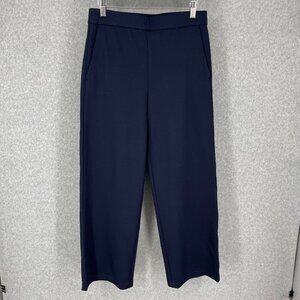 Gloria Vanderbilt Wide Leg Point Crop Pant Size M Navy Blue Pull On Pockets NEW